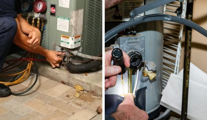 collage of ac and heater repairing