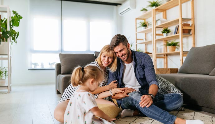 A happy family enjoying indoor air quality