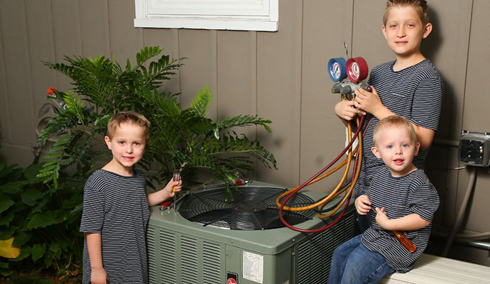 Kids with heating system 