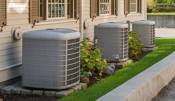 Installed outdoor AC units outside the house