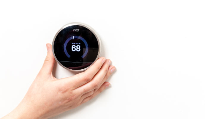 smart thermostat on the wall